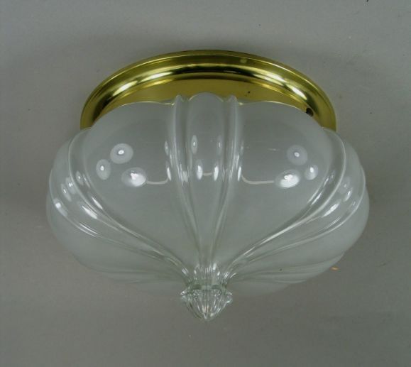 #1-2083 handblown opaline ribbed glass flush mount.
Three internal Edison sockets.