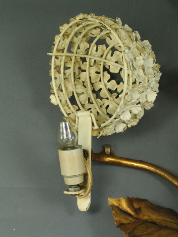 Metal Pair Large  Hydrangea Wall Sconces