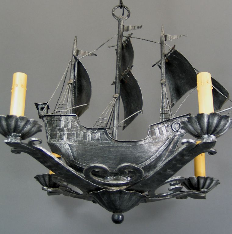 Mid-20th Century Sailing ship 4 lite chandelier