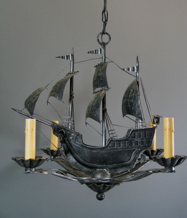 #1-2111 Three masted sailing ship chandelier
