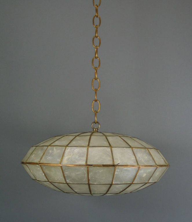 Capiz shell ellipsoid pendant