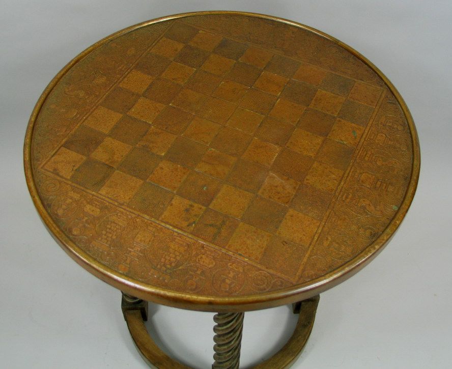 Copper and wood  checkerboard Table In Good Condition In Douglas Manor, NY