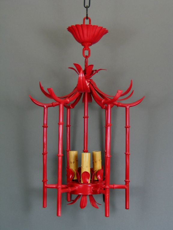 Mid-20th Century Red Pagoda Lantern