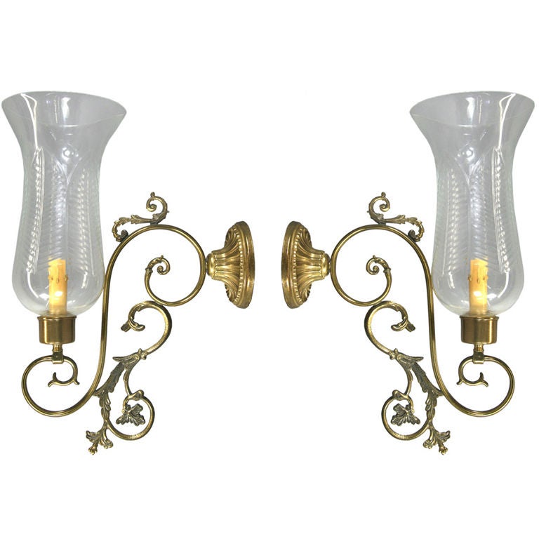 Pair Large  Italian Hurricane Sconce