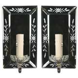 Pair beveled mirrored sconces