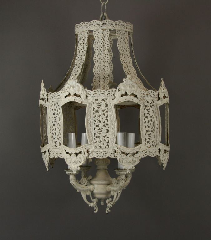 White pierced brass lantern