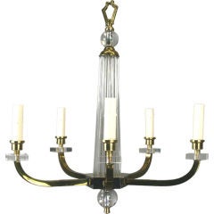 French Moderne 5 lite chandelier