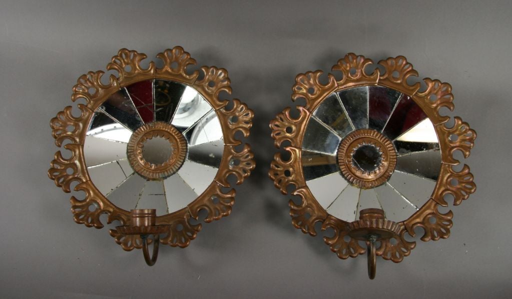 Italian Mirrored Girandola Sconces