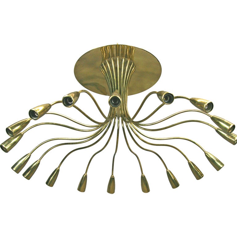 Large Scale  Italian Stilnovo  Brass  Ceiling Light