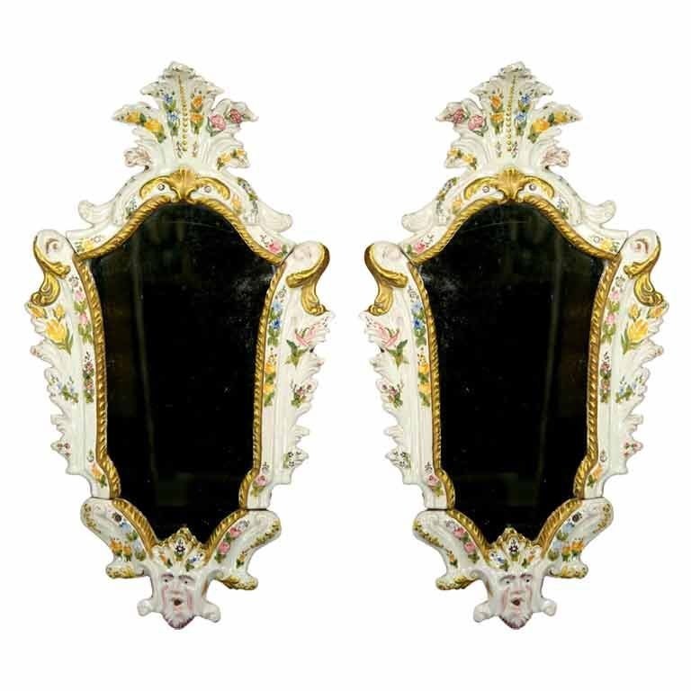  Mid-19th Century Italian Majolica Mirrors(2 available) For Sale