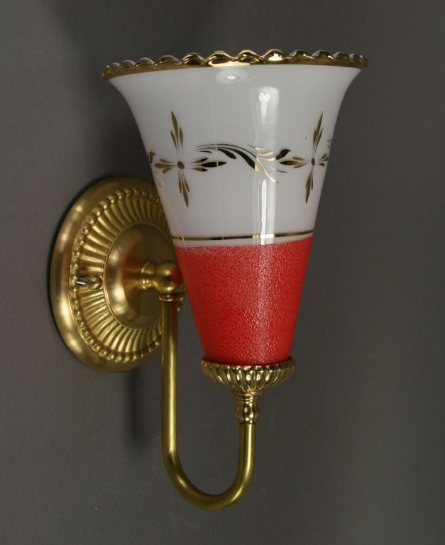 Pair  French   Glass Cone Sconces