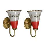 Pair  French   Glass Cone Sconces