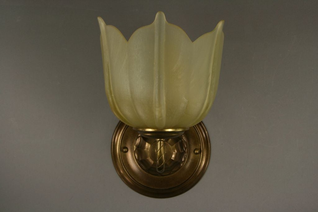 Pair Custom tulip glass sconces