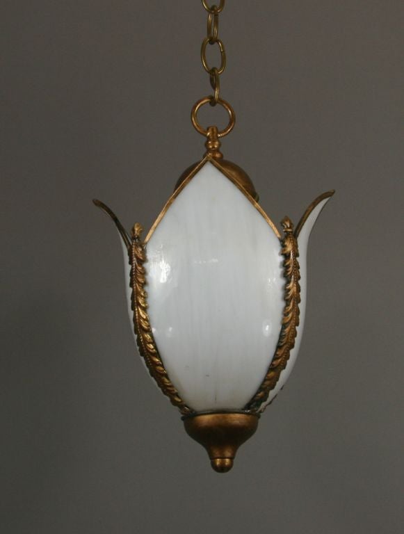 Leaded glass tulip pendant (2 available)
