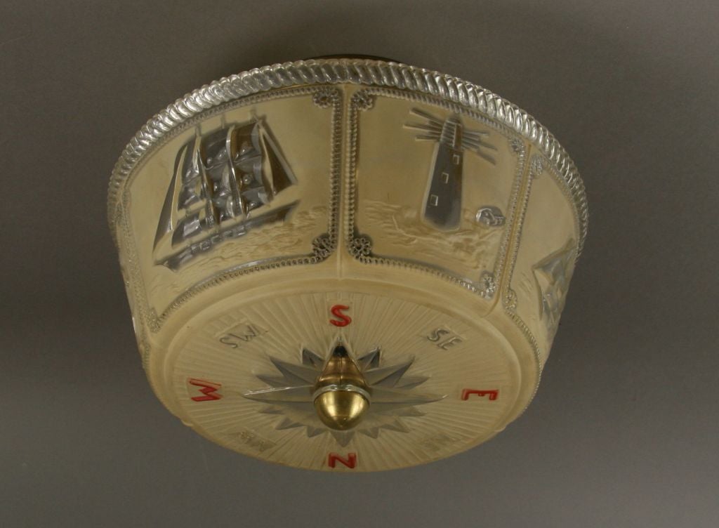 Nautical Flushmount (2 available) other nautical fixtures available In Good Condition In Douglas Manor, NY