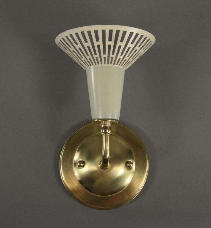 Pair French Perforated Brass Sconces