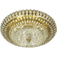 French crystal and brass flushmount