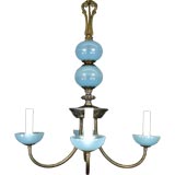 Opaline glass and brass chandelier