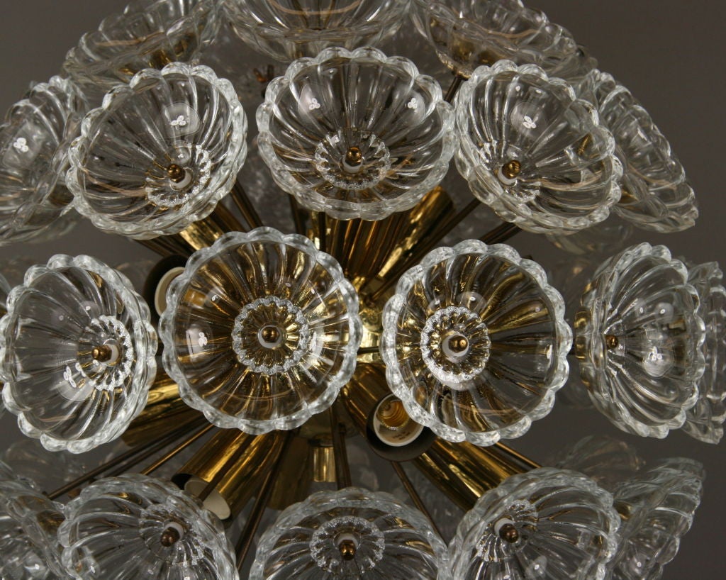 Mid-20th Century ON SALE Sputnik Glass Brass Fixture