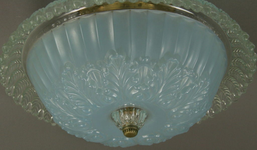 Pale Blue and Clear Glass Semi  Flush Mount 1