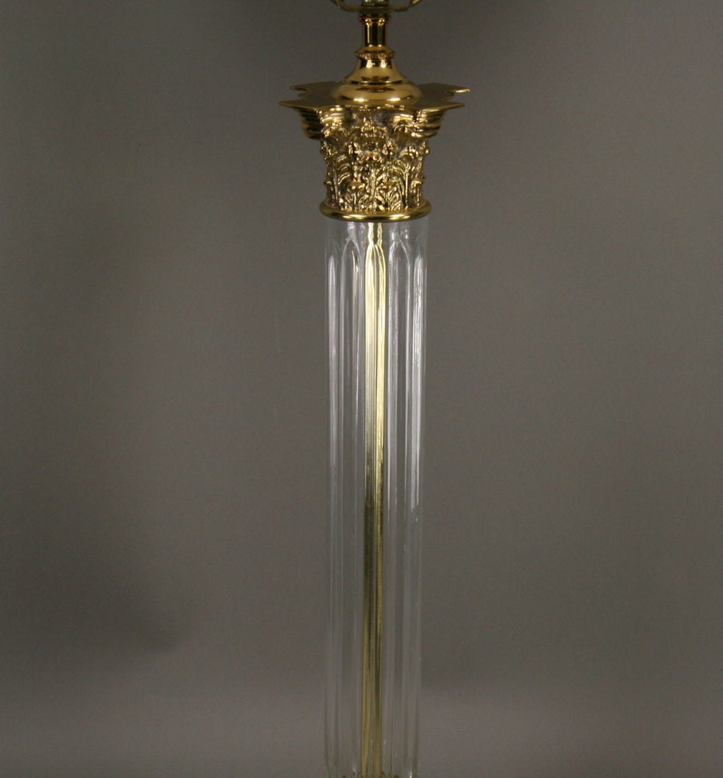 Italian Corinthian Glass Brass  Lamp