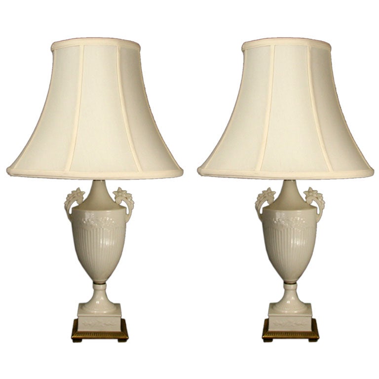Pair of Neoclassical Porcelain Lamps