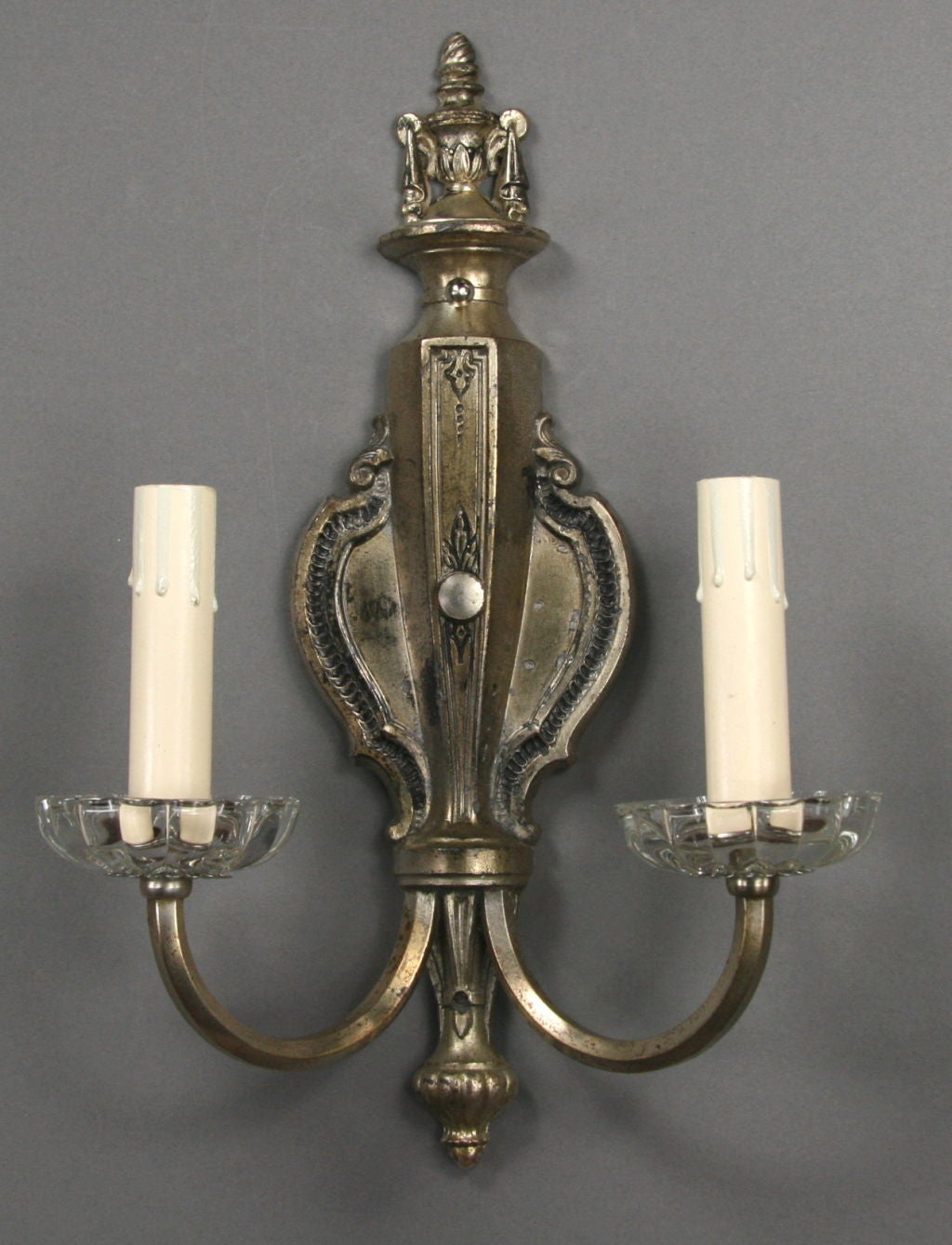 Silvered and Crystal Sconces, circa 1920s For Sale at 1stdibs