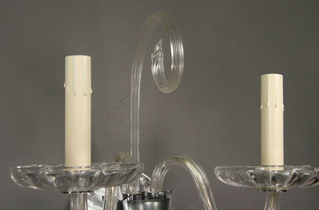 Pair Double Crystal Sconces at 1stdibs