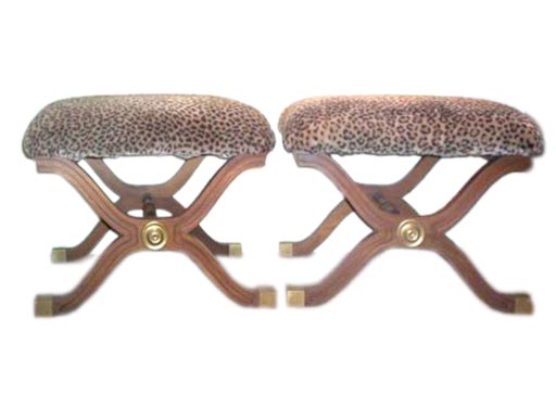 Pair of walnut x benches