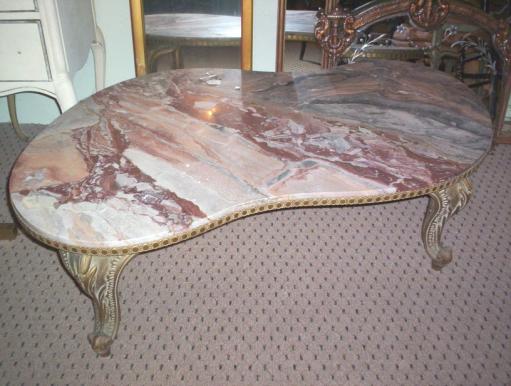 #8-303 Colorful marble top on carved wood legs