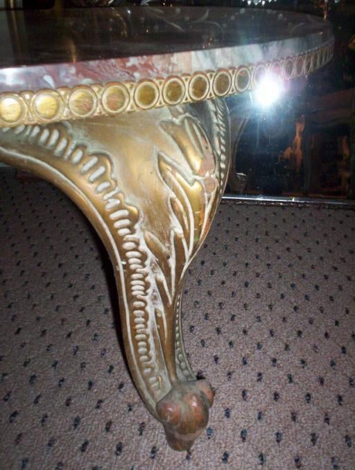 Circa 1920's Kidney shaped marble topped table In Good Condition In Douglas Manor, NY