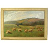 Large Bucolic Landscape oil on canvas