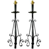 Pair Wrought  Iron Lamps