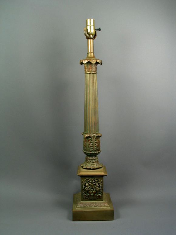 Pair corinthian column lamps