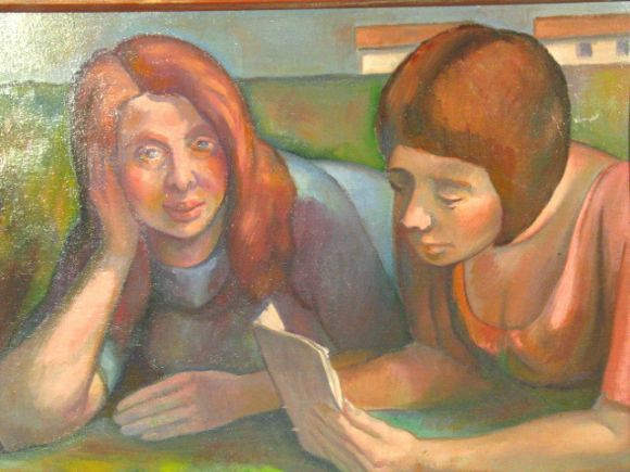 Two girls reading Oil Painting
