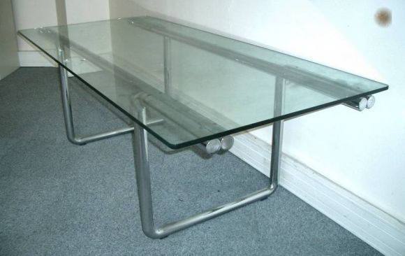 glass and metal desks