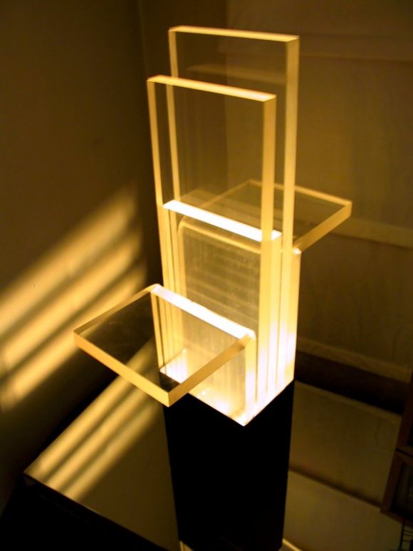French 1970's plexiglas scuptural lamp by  Hart / Laborde