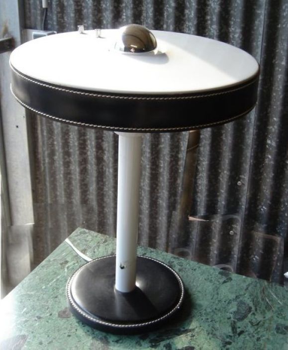 20th Century leather table lamp from the 1950's For Sale