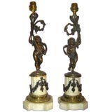 Antique 19th century angels table lamps