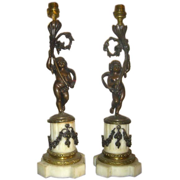 19th century angels table lamps