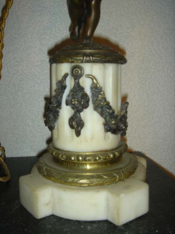 French 19th century angels table lamps