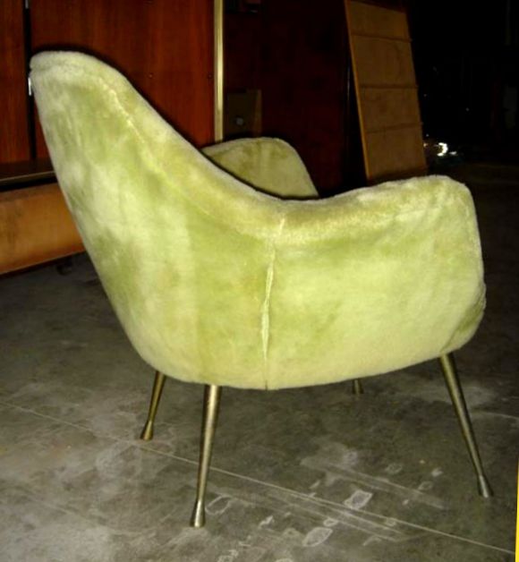 French Pair of fake fur armchairs