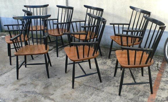 Set of Eight Armchairs by Tapiovaara In Fair Condition In Brooklyn, NY