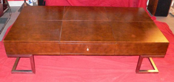 Late 20th Century large leather covered stereo coffee table