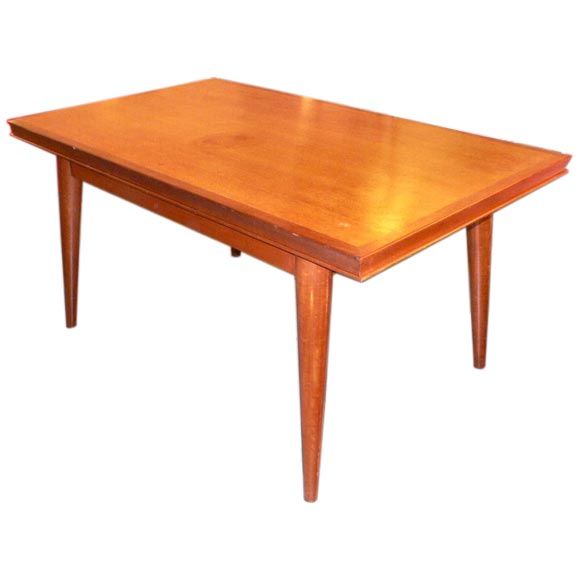 Mahogany Dining Table with Extensions by G Poisson For Sale