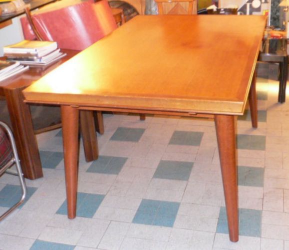 Mahogany Dining Table with Extensions by G Poisson For Sale 1