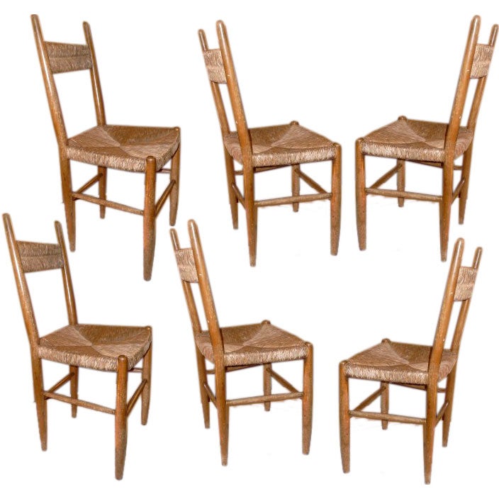 Set of 6 Straw Chairs at 1stdibs