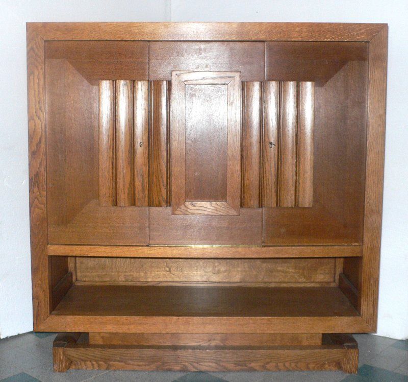 Oak Pair of Cabinets by Charles Dudouyt For Sale