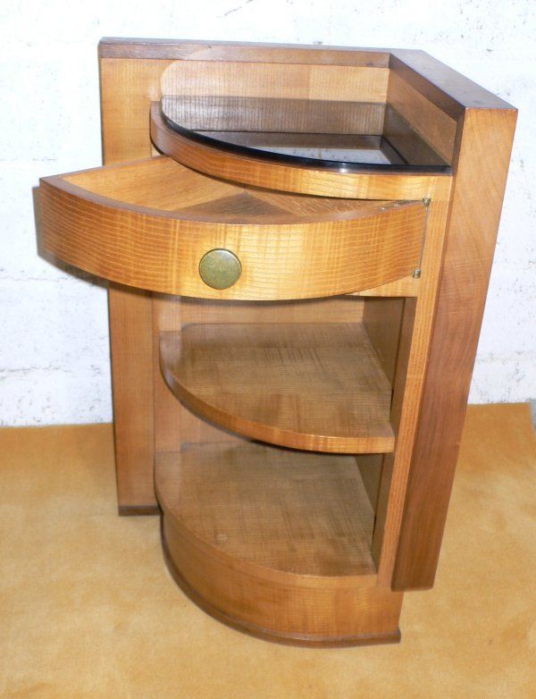 Glass pair of Majorelle sycamore side tables For Sale