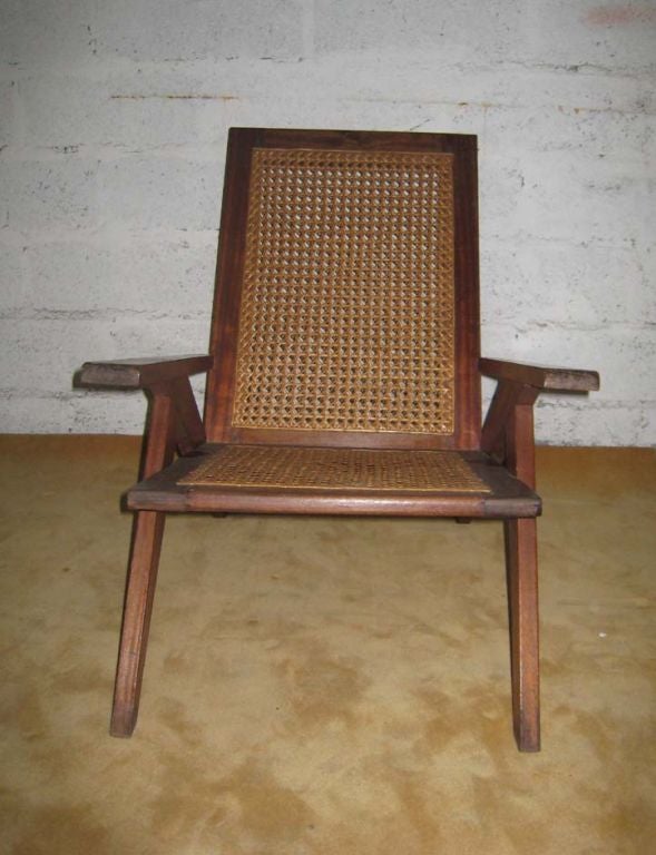 French Pair of Caned Armchairs attributed to Pierre Jeanneret